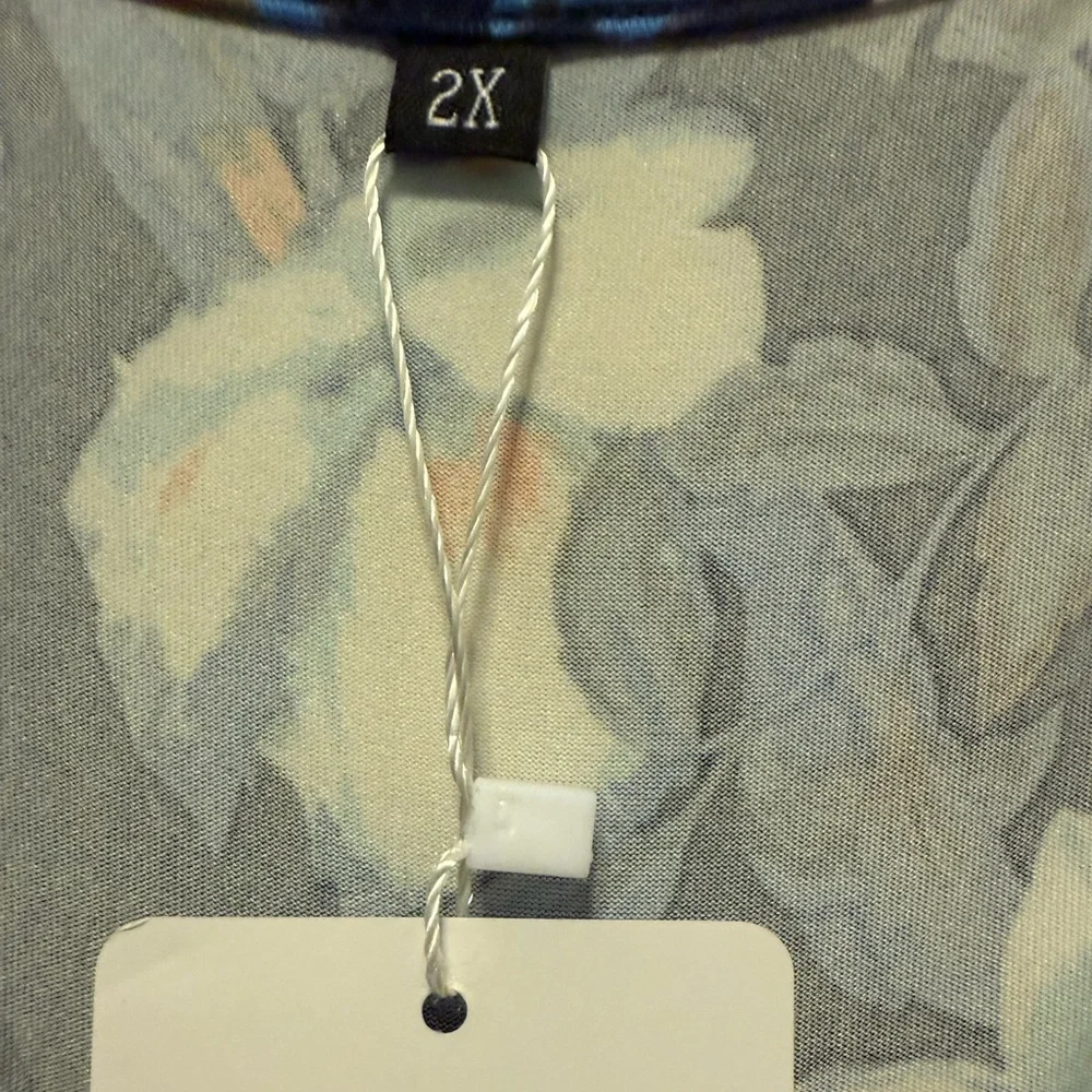 Onyx Nite Women's Floral Sleeveless Top - Blue and Orange - Picture 5 of 6